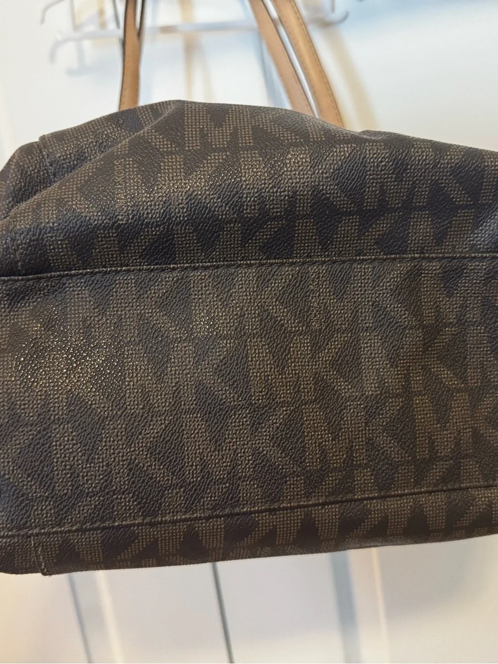 Michael Kors Brown Signature Canvas Tote with Tan Leather Straps